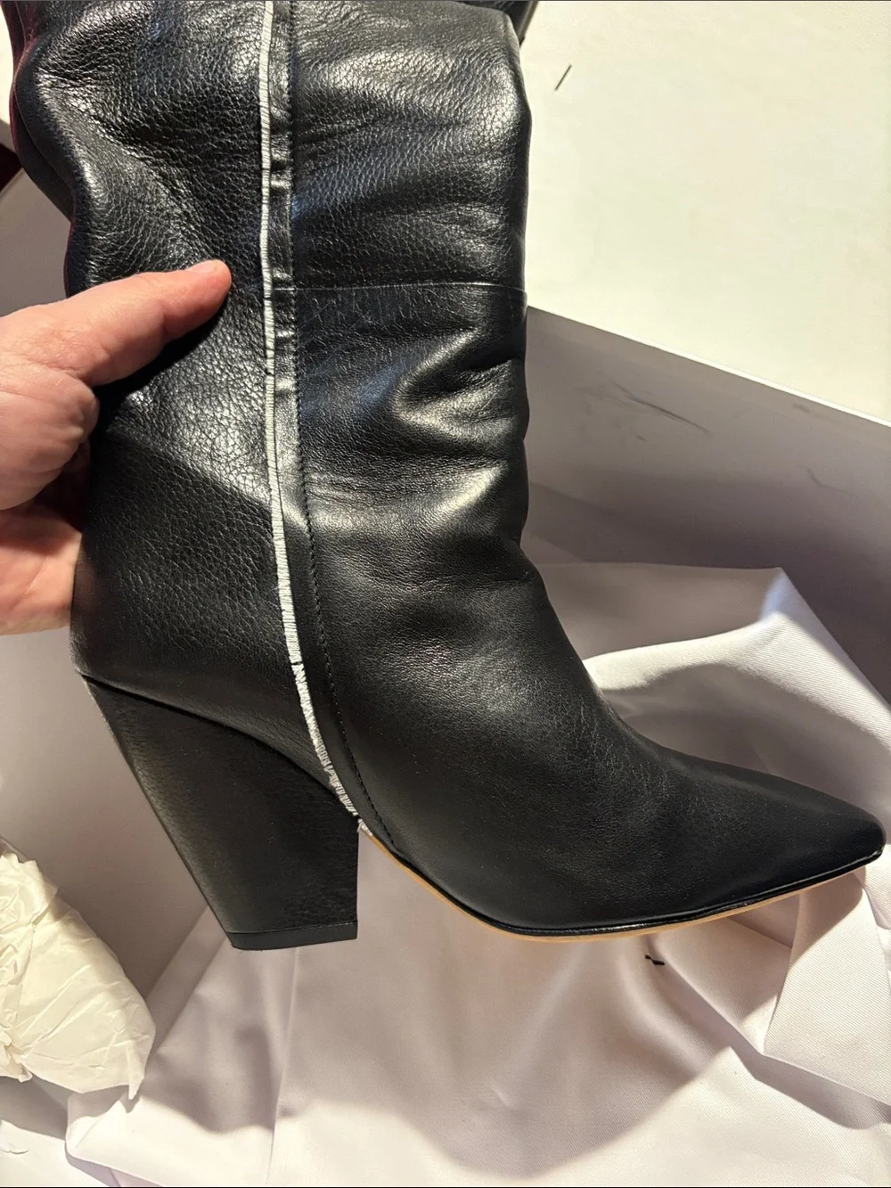 IRO Black Leather Over-the-Knee Pointed Toe Boots